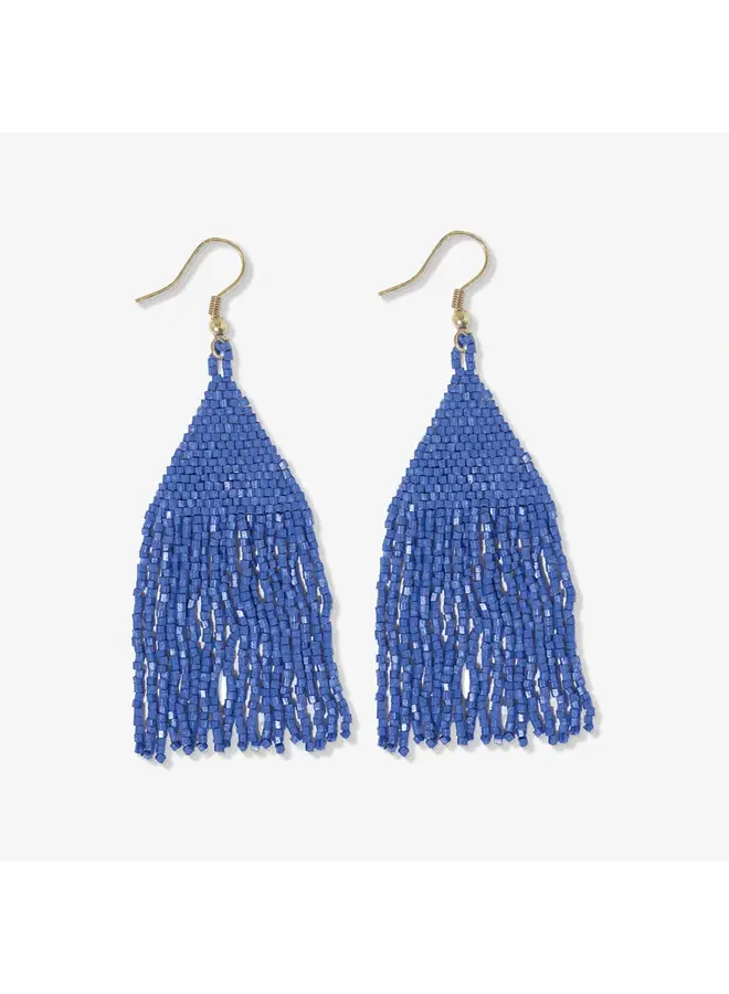 Lexie Solid Beaded Fringe Earrings Lapis