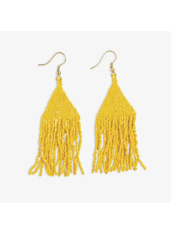 Lexie Solid Beaded Fringe Earrings Lemon