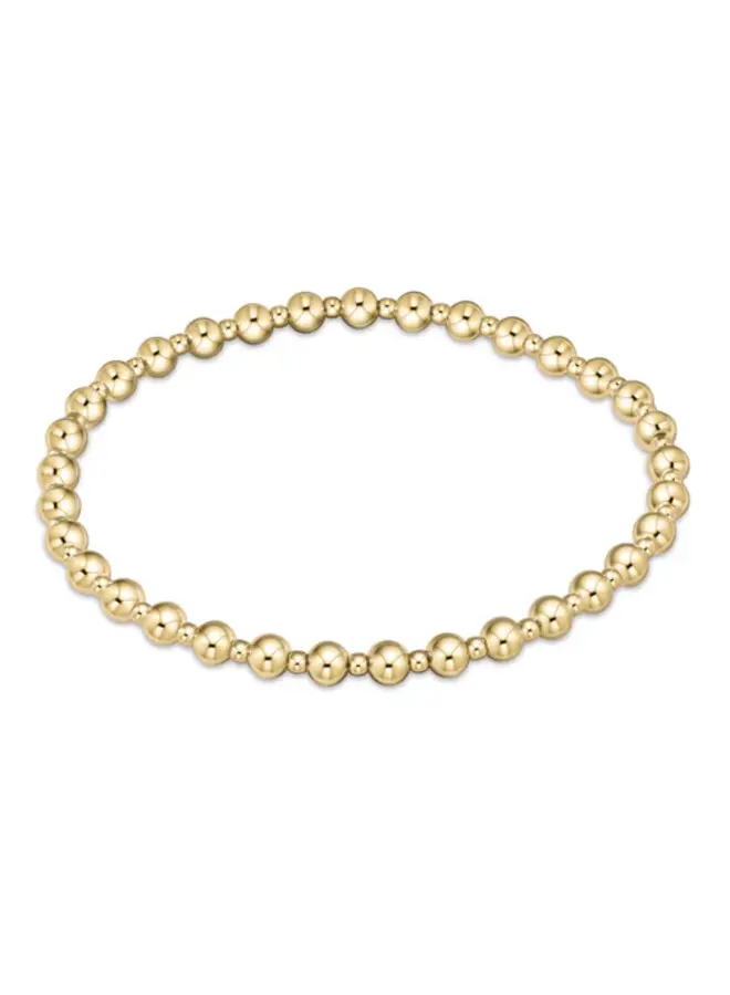 Classic Grateful Pattern 4mm Bead Bracelet - Gold