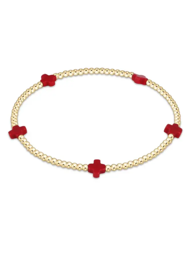 Signature Cross Small Gold Pattern 2mm Bead Bracelet