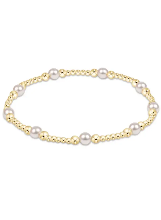 Classic Purpose Pattern 4mm Bead Bracelet Pearl