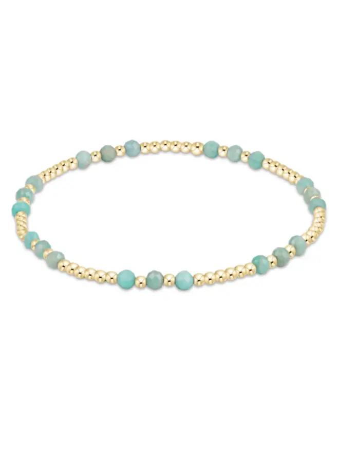Gemstone Gold Joy Pattern 3mm Bead Bracelet Amazonite