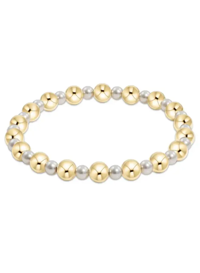 Pearl Grateful Pattern 4mm Bead Bracelet 6mm Gold