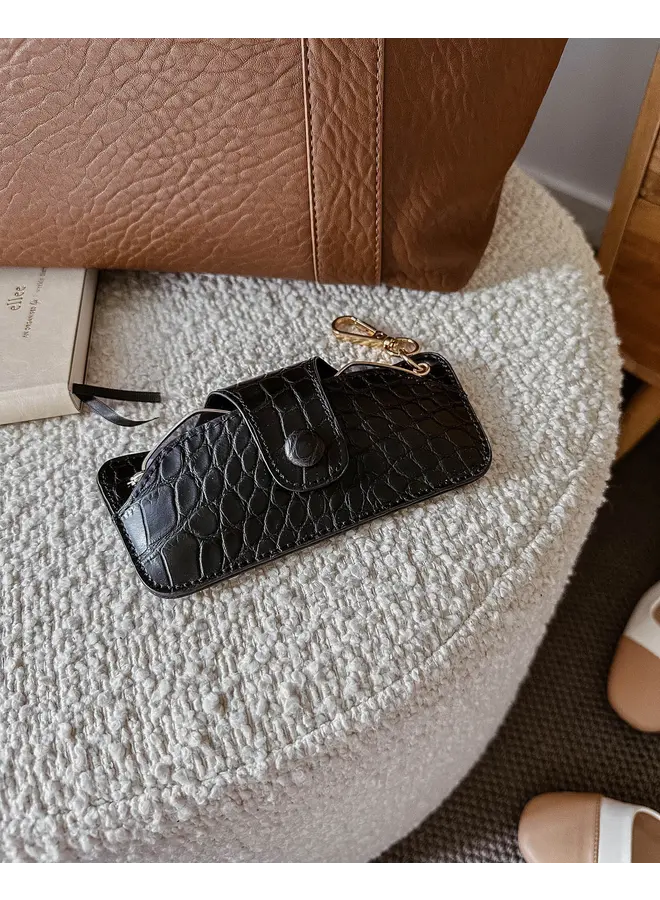 Skittle Sunglass Case Croc Black