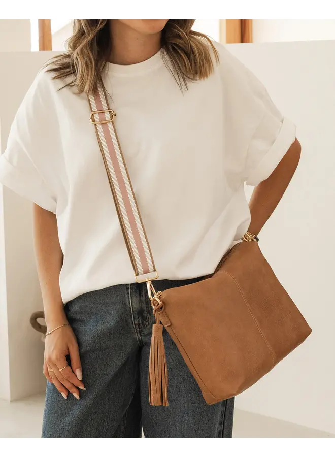 Daisy Stripe Crossbody Bag Camel
