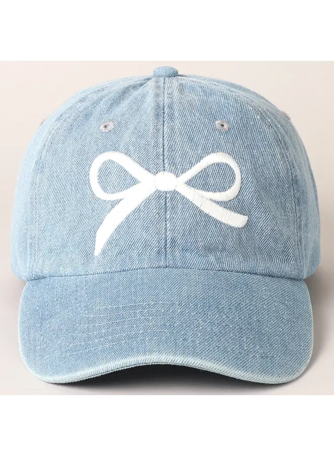 Trendy Bow Embroidered Baseball Cap Light Blue