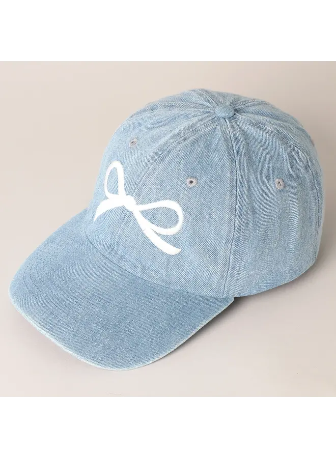 Trendy Bow Embroidered Baseball Cap Light Blue