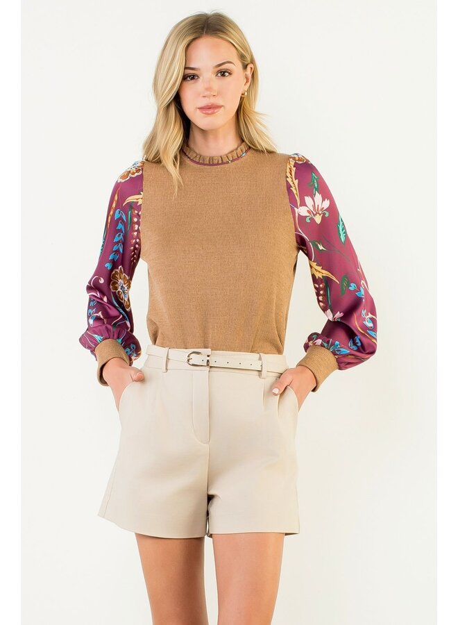 Long Sleeve Mixed Media Top