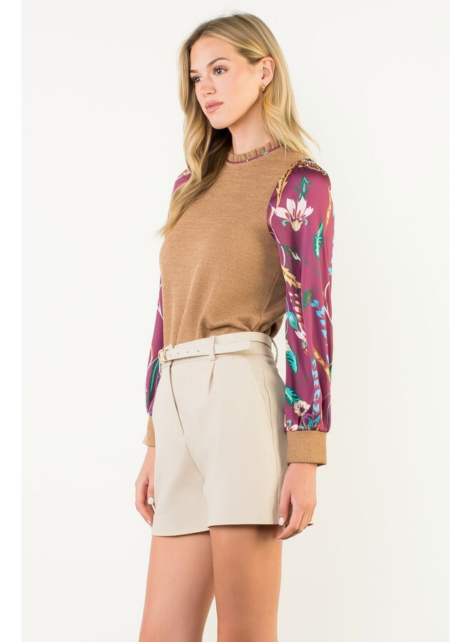 Long Sleeve Mixed Media Top