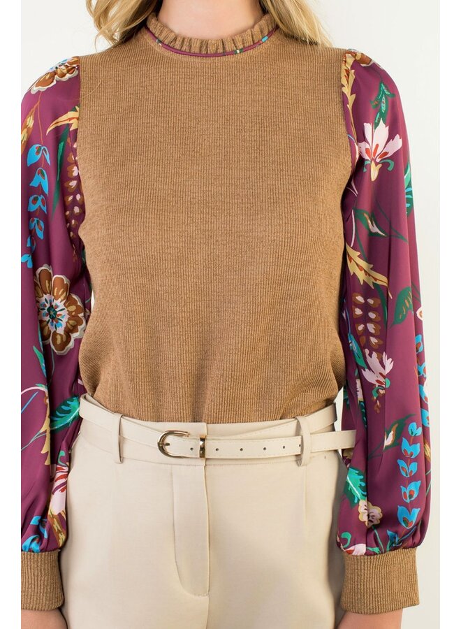 Long Sleeve Mixed Media Top