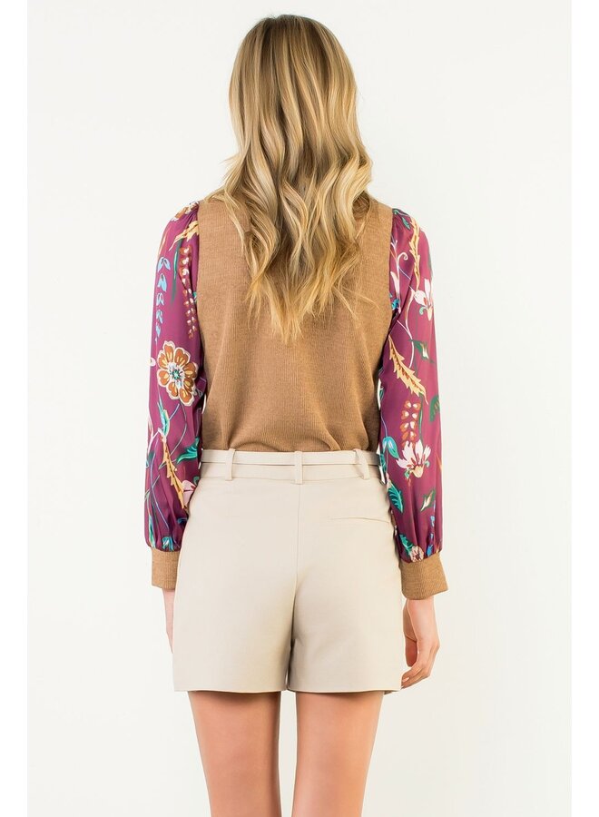 Long Sleeve Mixed Media Top