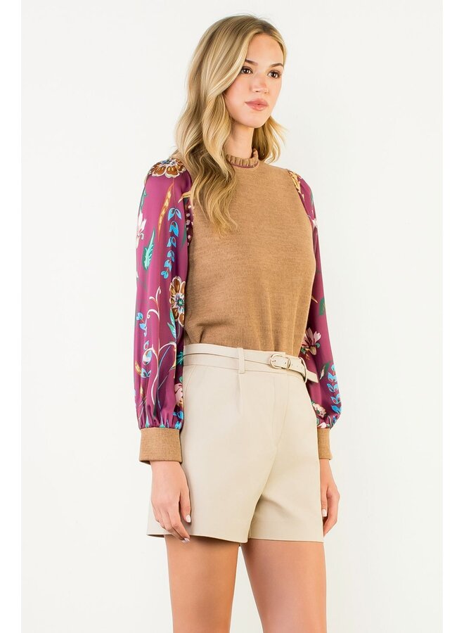 Long Sleeve Mixed Media Top