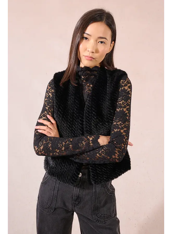 Lace Long Sleeve Undersweater Top Black