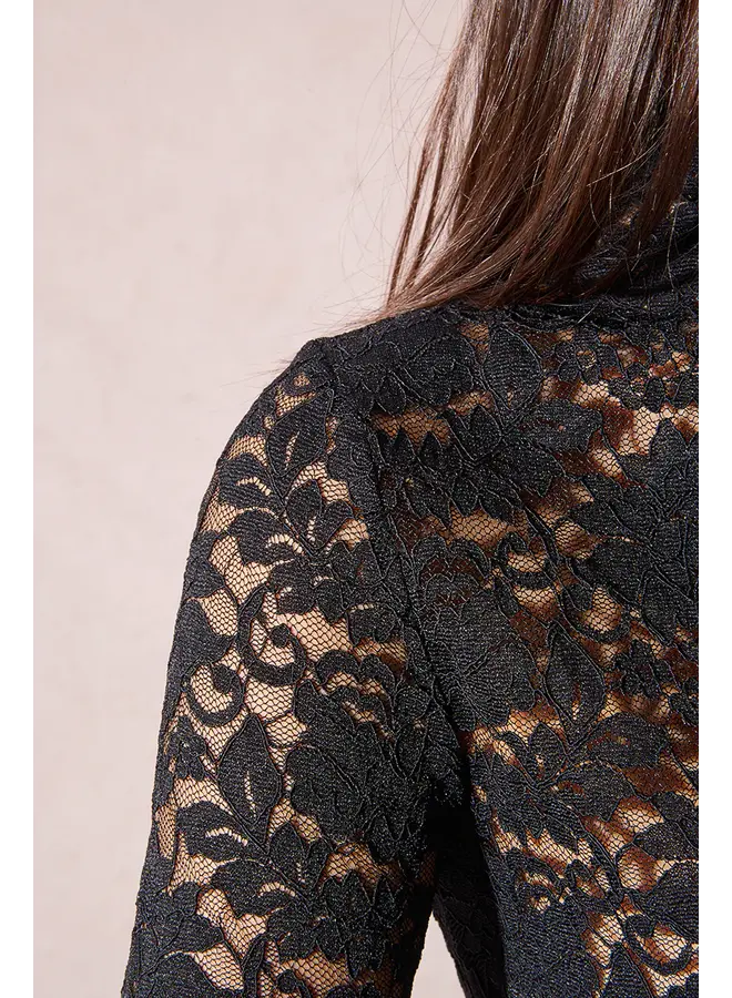 Lace Long Sleeve Undersweater Top Black