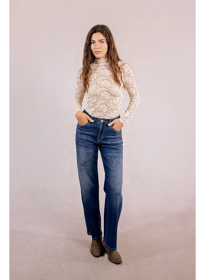 Lace Long Sleeve Undersweater Top Cream