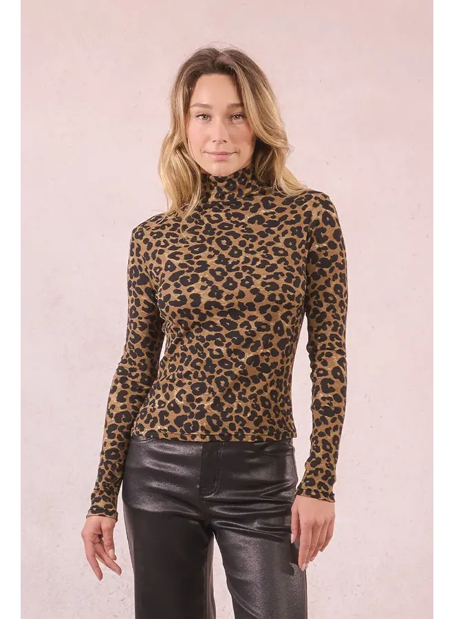 Long Sleeve Undersweater Top Leopard