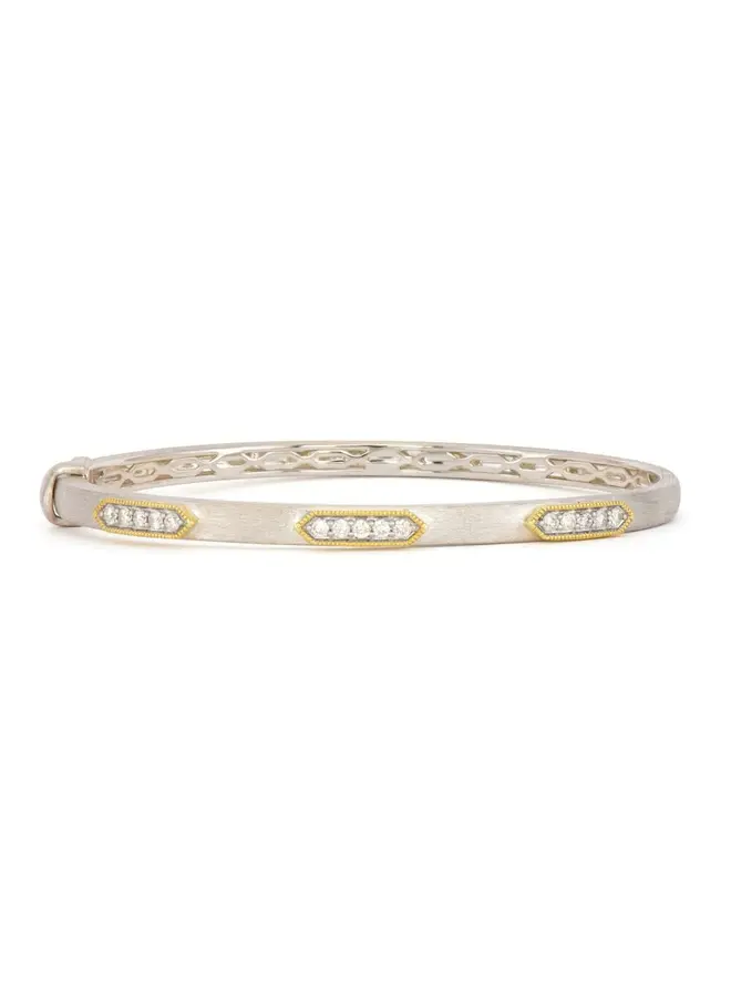 Mixed Metal Diamond Hexagon Bangle