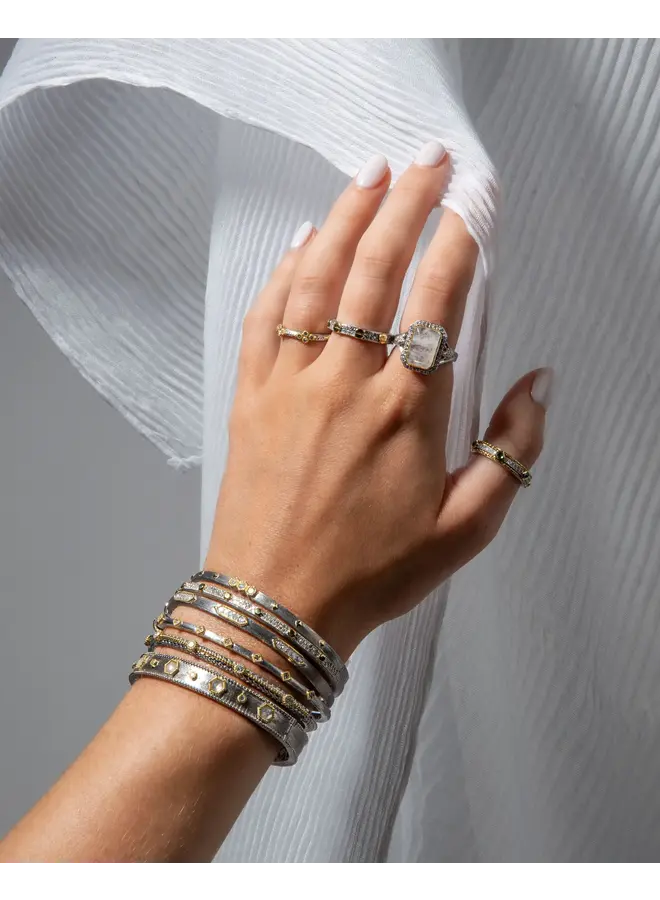 Mixed Metal Diamond Hexagon Bangle