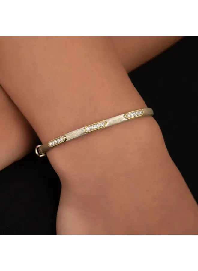 Mixed Metal Diamond Hexagon Bangle