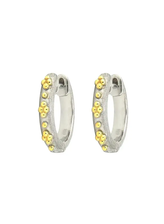 Small Mixed Metal Beaded Quad Hoop Earrings