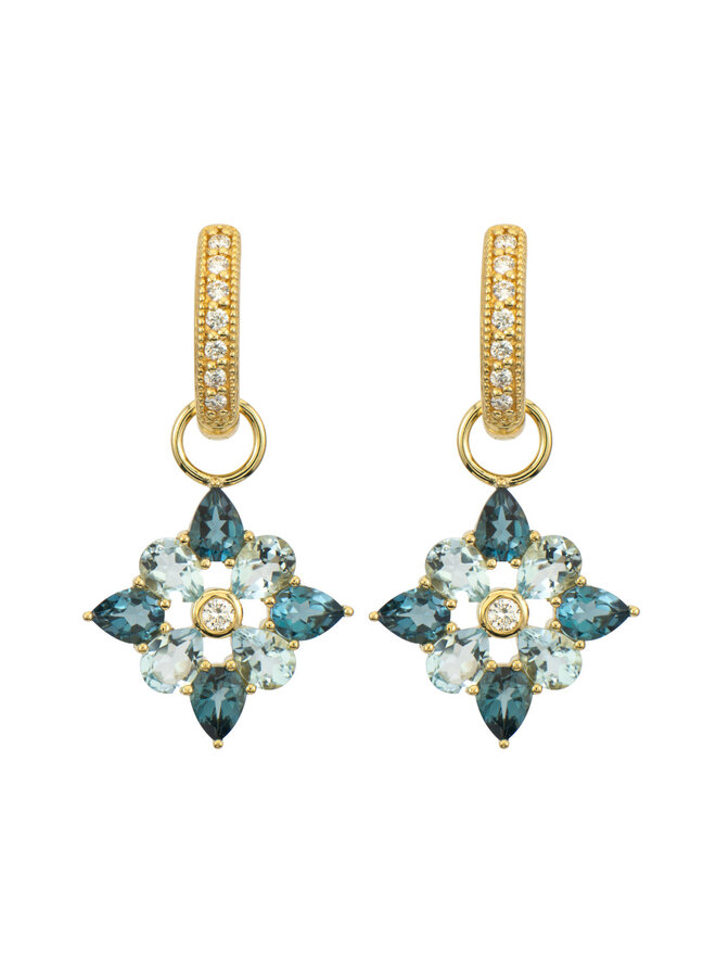 Provence Four Petal Stone Earring Charms London Blue Topaz