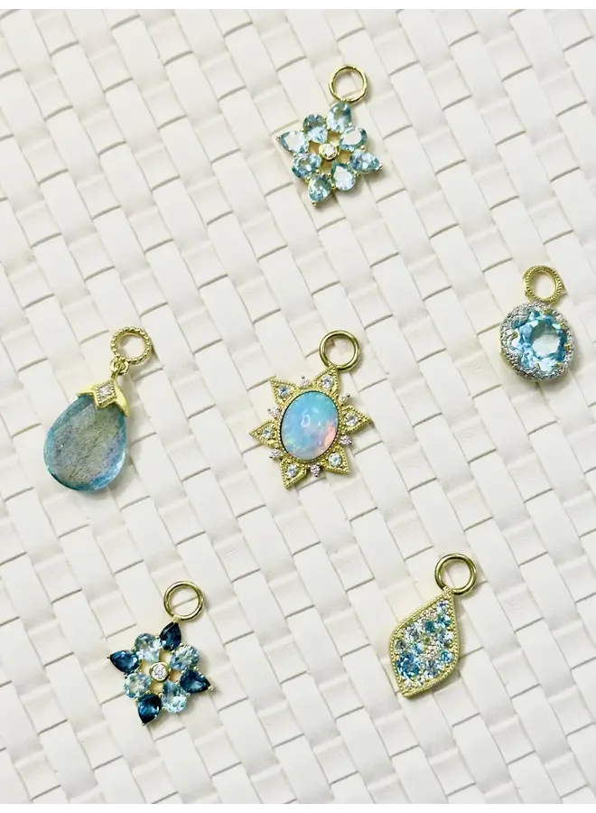 Provence Four Petal Stone Earring Charms London Blue Topaz