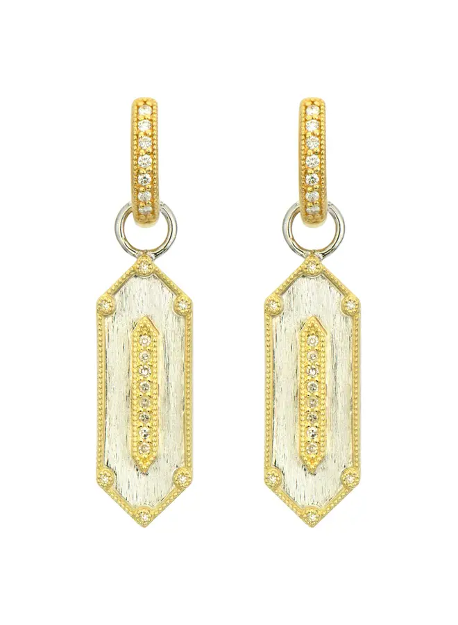 Mixed Metal Diamond Bar Shield Earring Charms