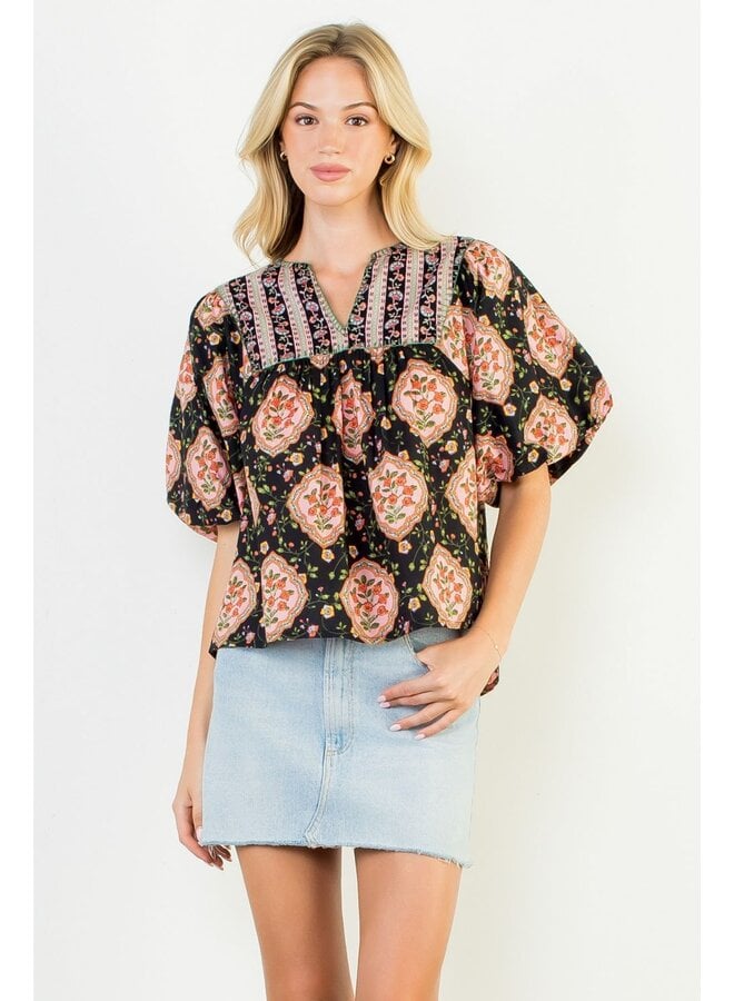 Puff Sleeve Floral Top