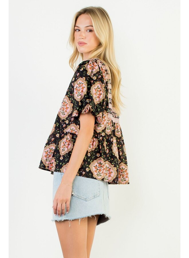 Puff Sleeve Floral Top