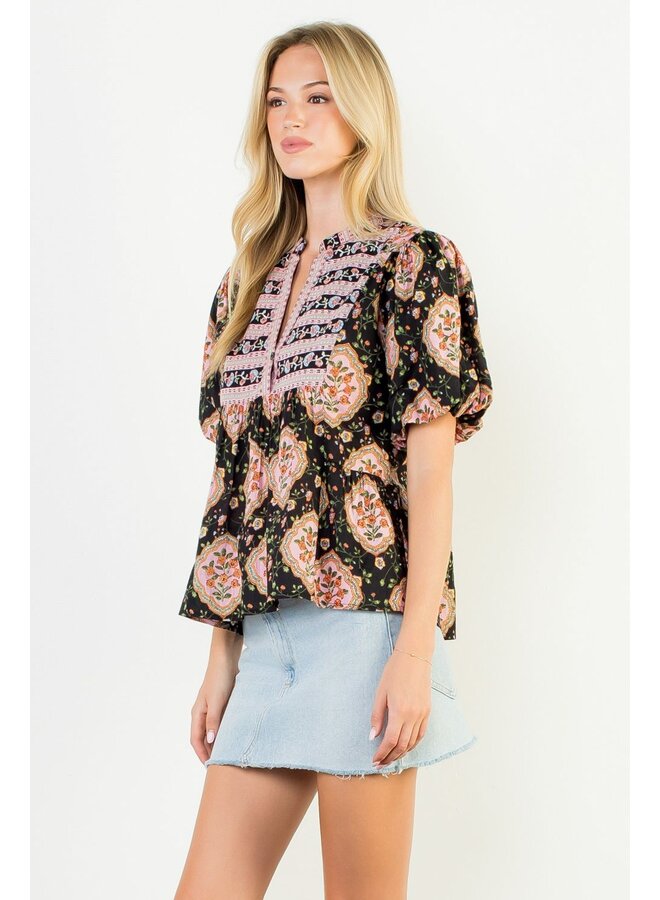 Puff Sleeve Floral Top
