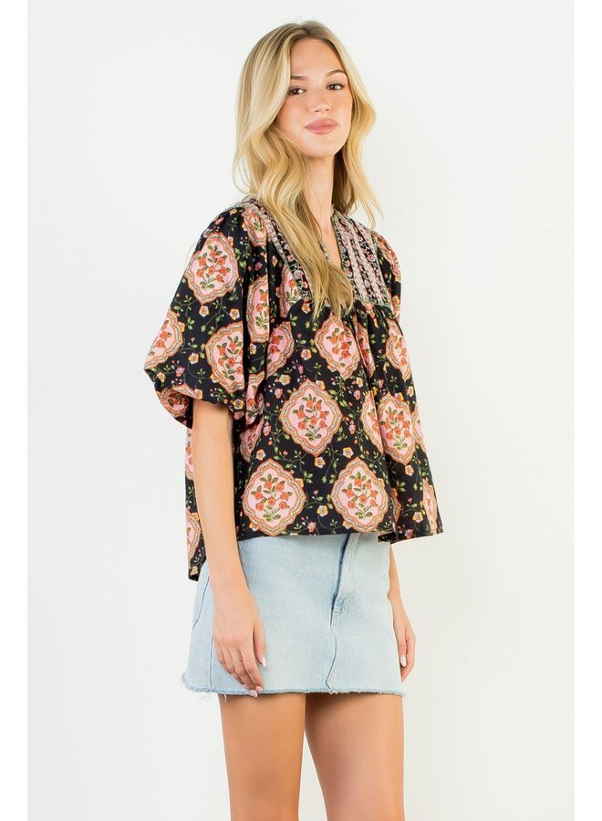 Puff Sleeve Floral Top