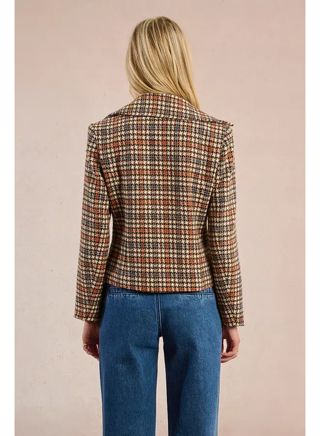 Woven Coat Brown, Orange & Blue Plaid
