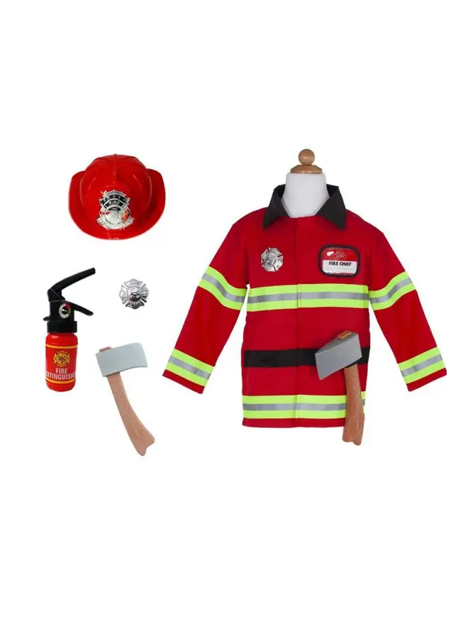 Firefighter Set, Includes 5 Accessories, Red, Size 3-4