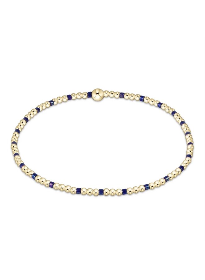 Hope Sincerity Pattern 2mm Bead Bracelet Blue Metallic