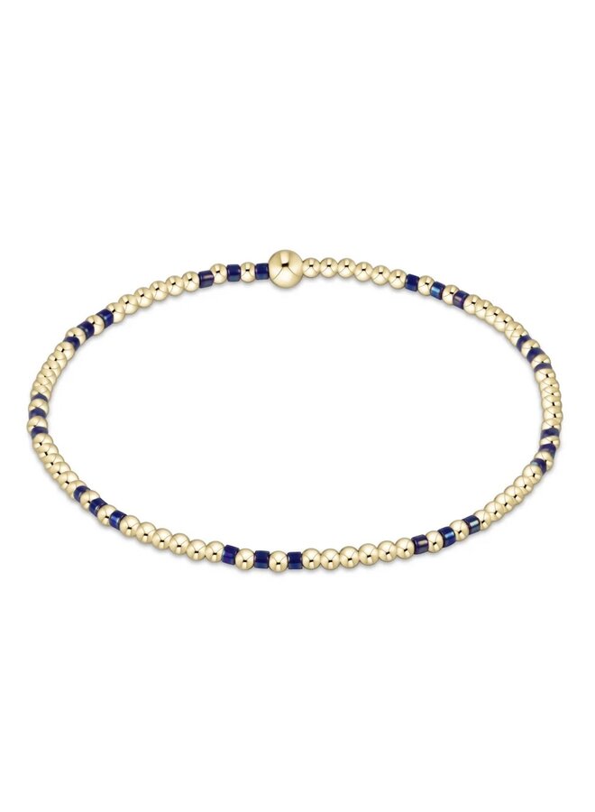Hope Joy Pattern 2mm Bead Bracelet Blue Metallic