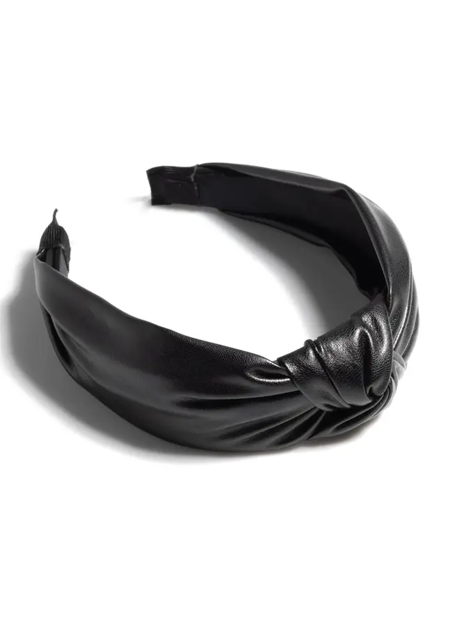 Knotted Faux Leather Headband Black