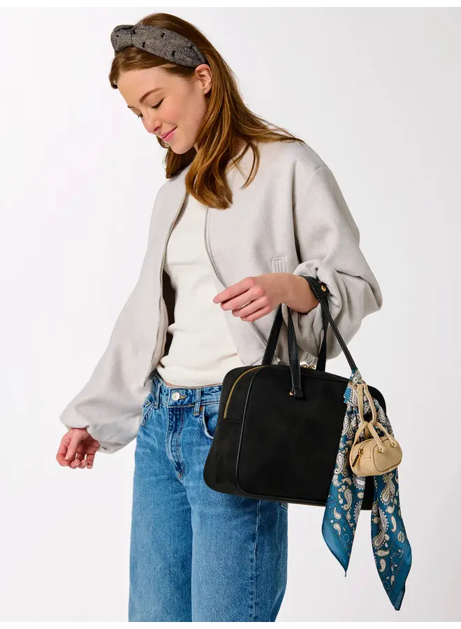 Tweed Bow Headband Charcoal