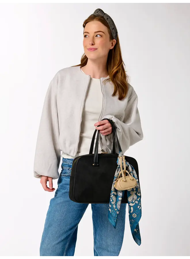 Tweed Bow Headband Charcoal