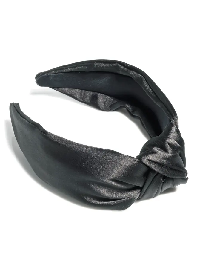 Satin Knotted Headband Black