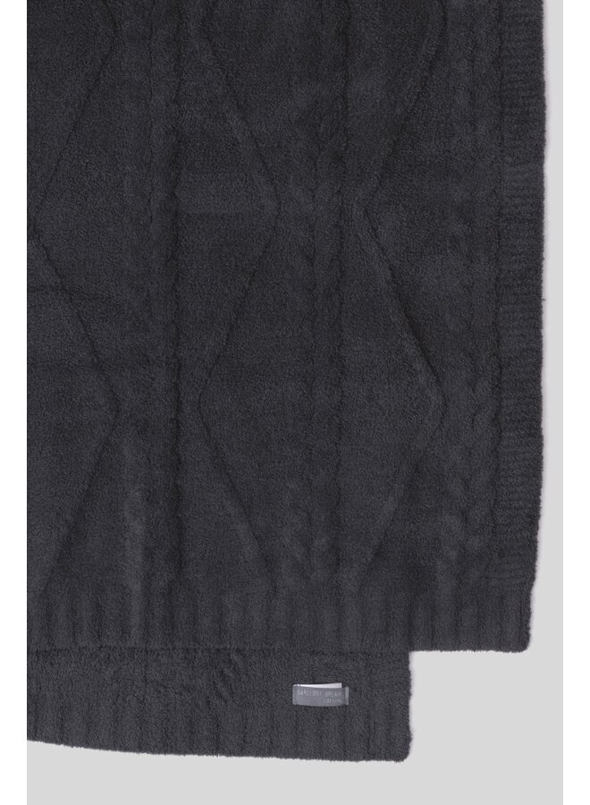 CozyChic Fisherman Cable Throw Dark Moss