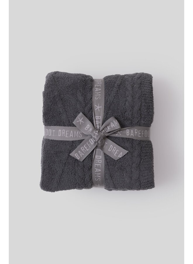 CozyChic Fisherman Cable Throw Dark Moss