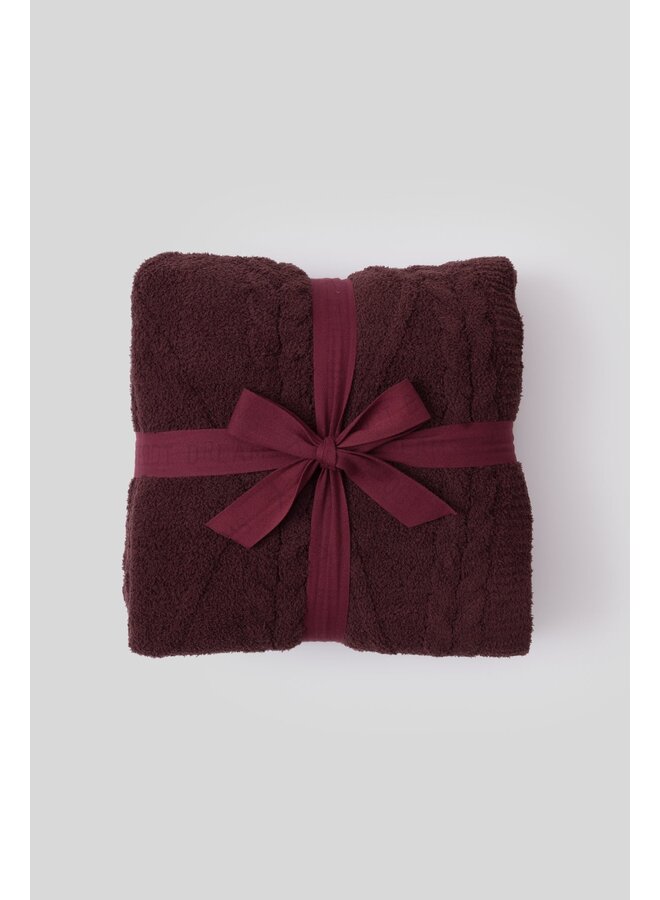 CozyChic Fisherman Cable Throw Deep Aubergine