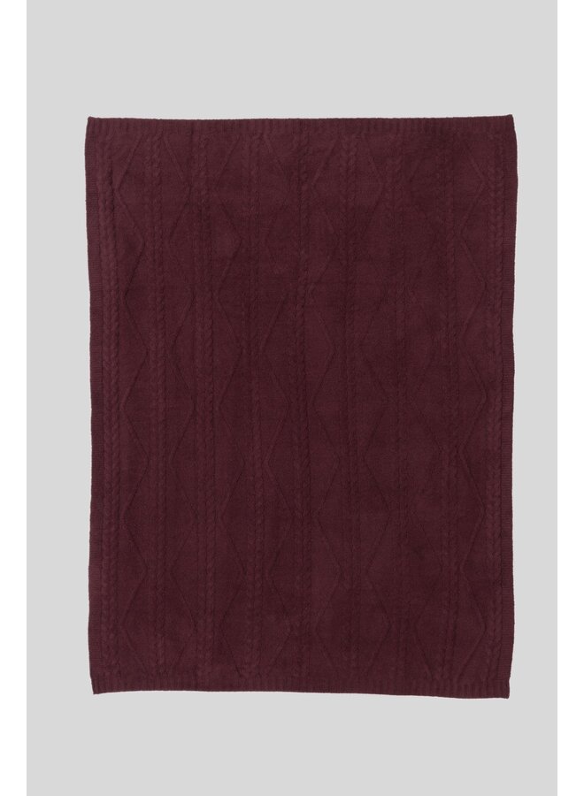 CozyChic Fisherman Cable Throw Deep Aubergine