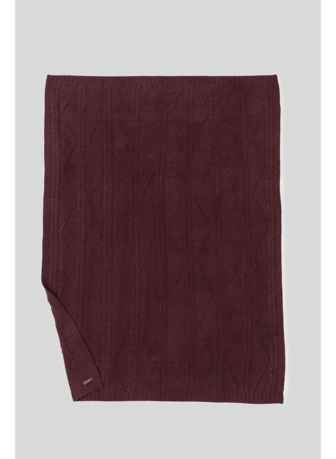 CozyChic Fisherman Cable Throw Deep Aubergine