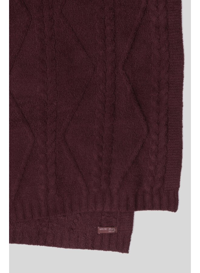 CozyChic Fisherman Cable Throw Deep Aubergine