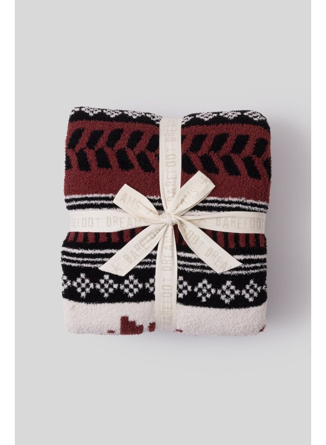 CozyChic Fair Isle Throw Crimson