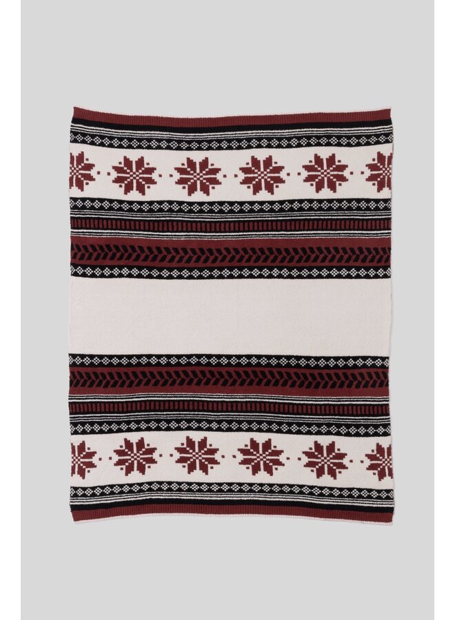 CozyChic Fair Isle Throw Crimson