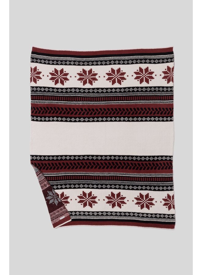 CozyChic Fair Isle Throw Crimson