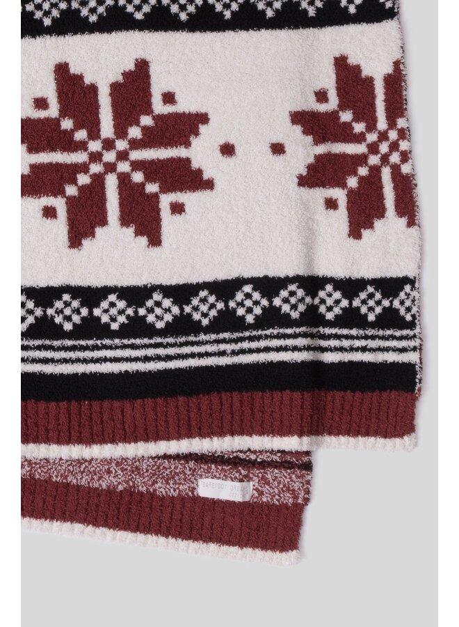 CozyChic Fair Isle Throw Crimson