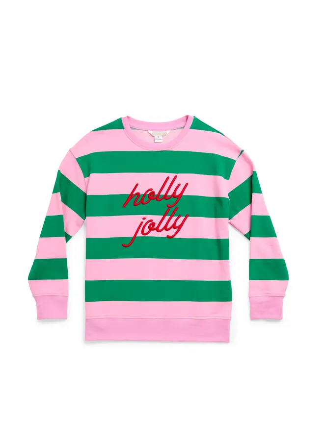 Holly Jolly Striped Classic Embroidered Sweatshirt